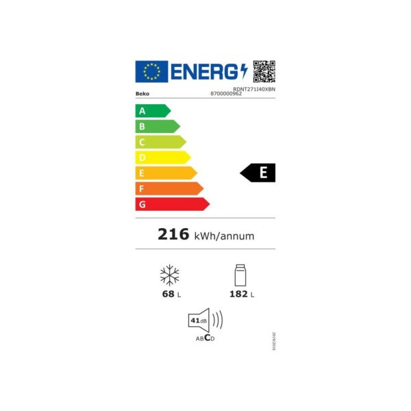 Frigorífico Dos Puertas - BEKO RDNT271I40XBN, Inox, Altura 1.65 m – Image 2