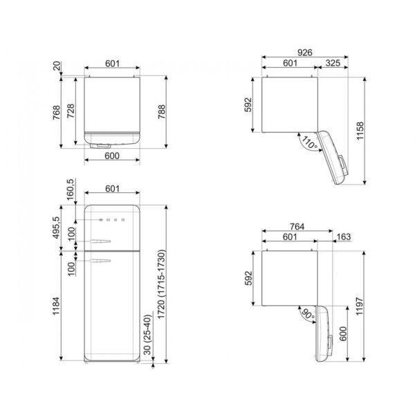 Frigorífico Dos Puertas - Smeg FAB30LPG5, 1.72 metros, Izquierda, Eficiencia D Verde Agua – Image 3