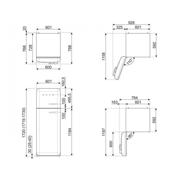 Frigorífico Dos Puertas - Smeg FAB30RBL5, 1.72 metros, Derecha, Eficiencia D, Negro – Image 4