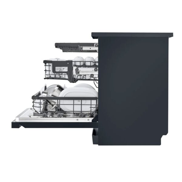 Lavavajillas Libre Instalación - LG DF455HMS , 14 servicios, 41 dB, 60 cm, 3ªBandeja, Vapor, Negro Mate – Image 4