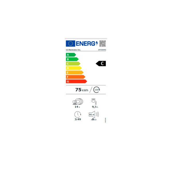Lavavajillas Libre Instalación - LG DF455HMS , 14 servicios, 41 dB, 60 cm, 3ªBandeja, Vapor, Negro Mate – Image 2