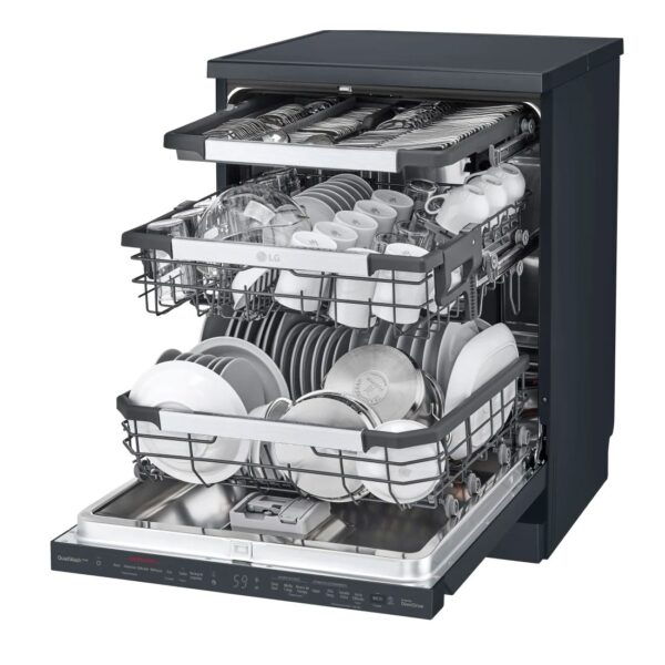 Lavavajillas Libre Instalación - LG DF455HMS , 14 servicios, 41 dB, 60 cm, 3ªBandeja, Vapor, Negro Mate – Image 8