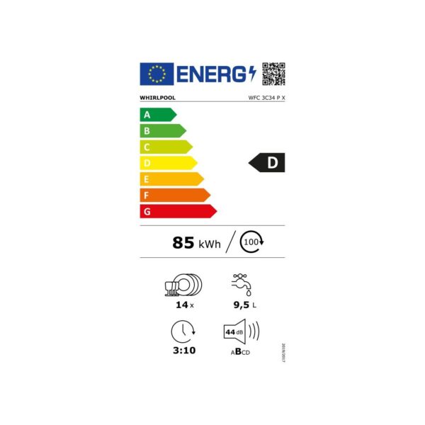 Lavavajillas Libre Instalación - WHIRLPOOL WFC 3C34 P X, 14 servicios, Inox – Image 2